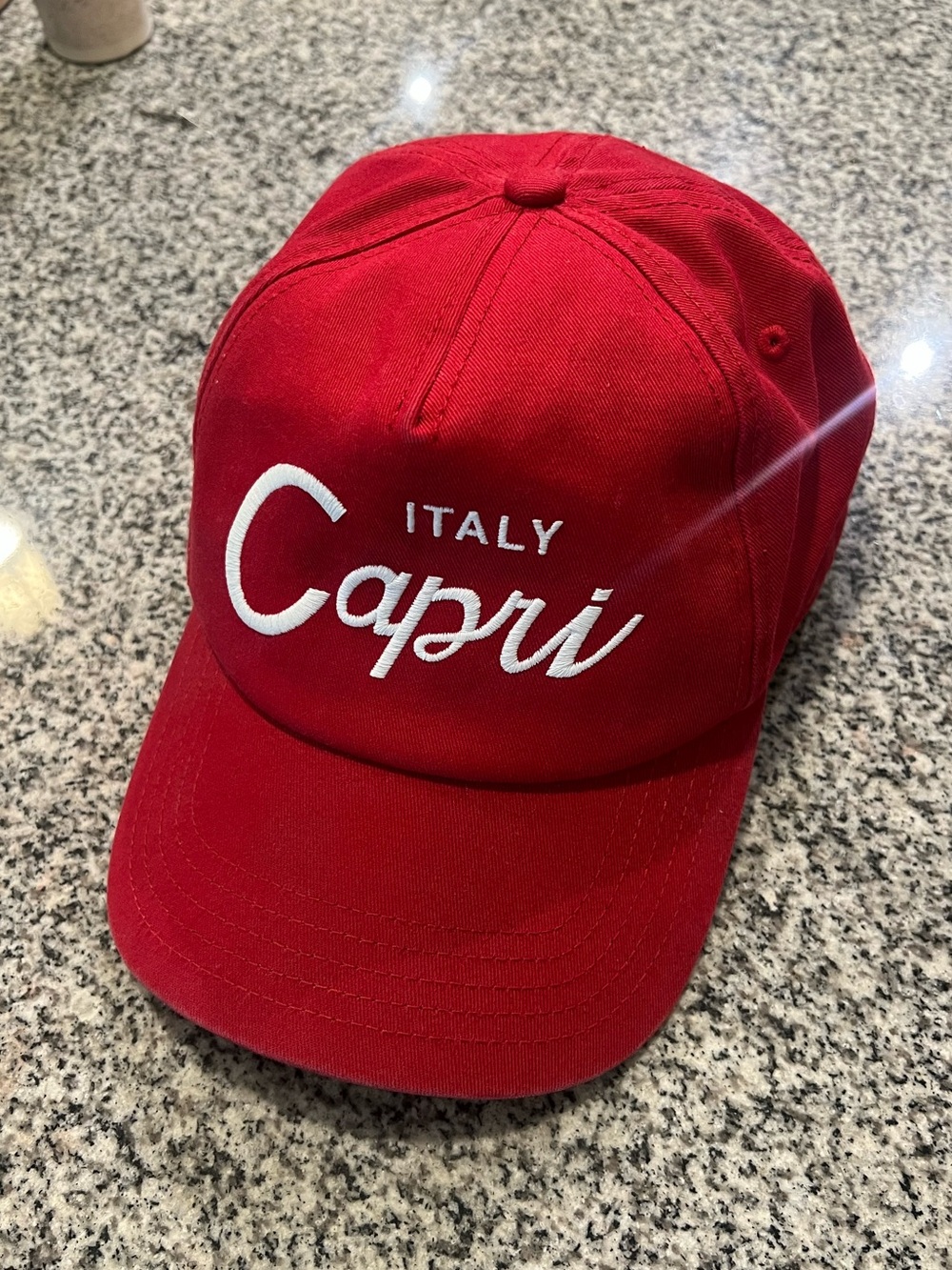 American Needle Red Capri Baseball Hat with White Embroidery